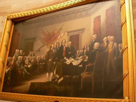 La Déclaration d'Indépendance écrite par Jefferson, Adams et Franklin.